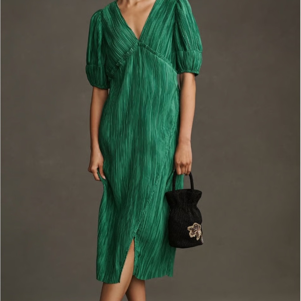 Anthropologie Asymmetrical Green Dress